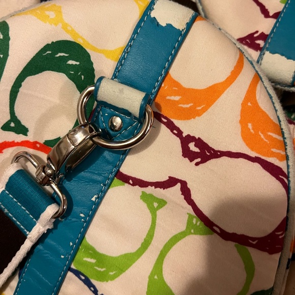 VINTAGE COACH RAINBOW SCRIBBLE WEEKEND DUFFEL BAG. - Picture 6 of 9
